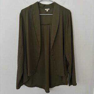 Eyeshadow Women’s XL Dark Green Polyester Open Cardigan Office Business Casual